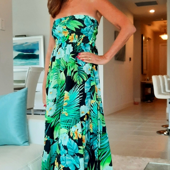 NWOT Boston Proper Floral Strapless Midi Dress - Picture 3 of 15